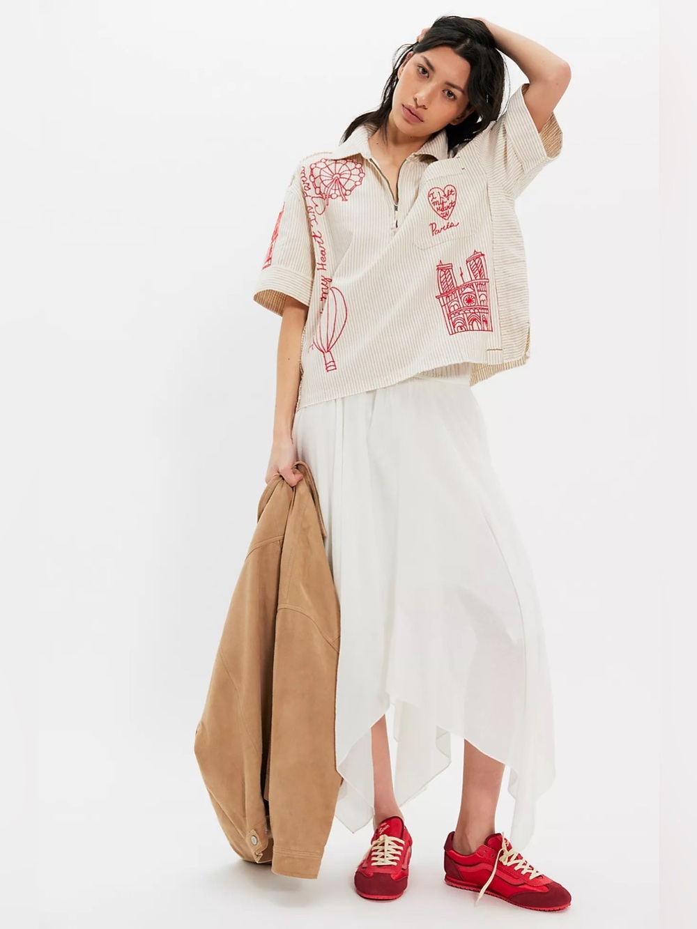 We The Free Paris Romance Embroidered Top